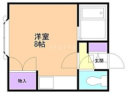 カーサーオーロックス弐番館 ワンルームの間取図画像