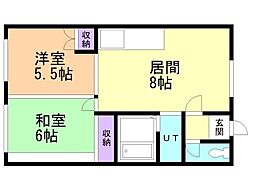 シャローム 2DKの間取図画像