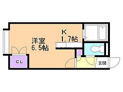 ローヤルハイツ文京台 1Kの間取図画像