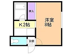 コーポ尾田 1Kの間取図画像