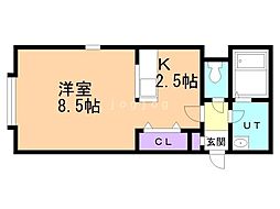 グランシェル 1Kの間取図画像