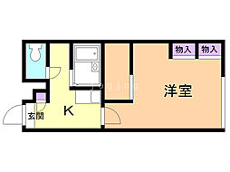 レオパレスツインズD 1Kの間取図画像