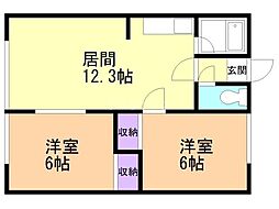 そらちハイツ 2LDKの間取図画像