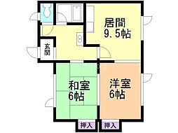 メゾンあづま 2LDKの間取図画像