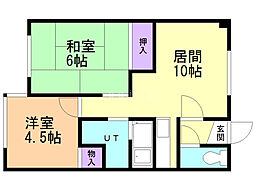 ユニオンハイツA棟 2LDKの間取図画像