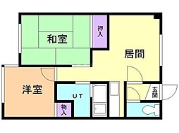 ユニオンハイツA棟 2LDKの間取図画像