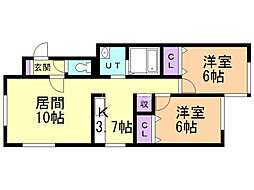 pommedeterre 2LDKの間取図画像