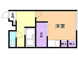 レオパレスベンデュール 1Kの間取図画像