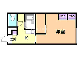 レオパレスツインズA 1Kの間取図画像