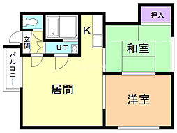 コーポ風花 2LDKの間取図画像