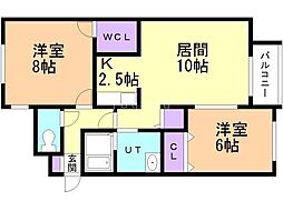 プレシャス31番館 2LDKの間取図画像