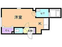 グランディールロワ 1Kの間取図画像