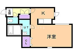 グランディールロワ 1Kの間取図画像