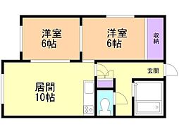 ハイツ中山 2LDKの間取図画像