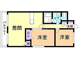 文京台グレースハイツ 2LDKの間取図画像
