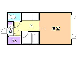 カーサーオーロックス壱番館 1Kの間取図画像