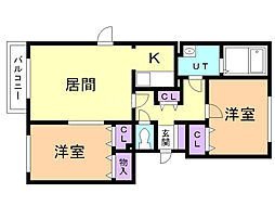 ポプラール 2LDKの間取図画像