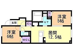 ドリーム江別II 2LDKの間取図画像