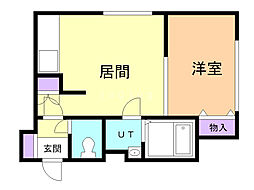 エルミタージュ 1LDKの間取図画像