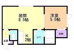 ラ・フォルトゥーナ 1LDKの間取図画像