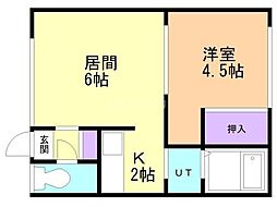 コーポ高砂南A 1DKの間取図画像