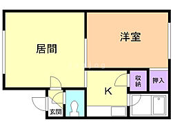 グランドール岡崎 1LDKの間取図画像