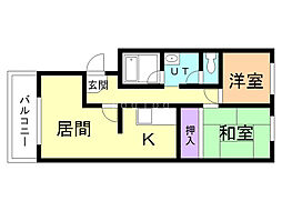 レジデンスちくほう 2LDKの間取図画像
