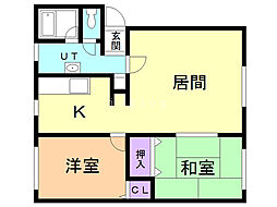 住吉アパートD棟 2LDKの間取図画像