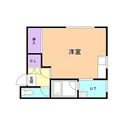 高砂アパートB棟 ワンルームの間取図画像