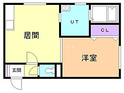 サンサーラ若葉三番館 1LDKの間取図画像