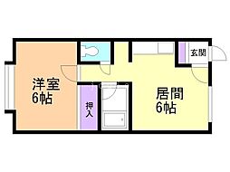 パークヒル35 1DKの間取図画像