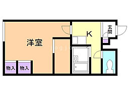 レオパレスディアコート2 1Kの間取図画像