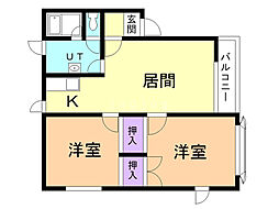 エーデルワイス2 2LDKの間取図画像