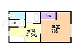 金子アパート 1DKの間取図画像