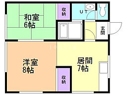 金子アパート 2LDKの間取図画像