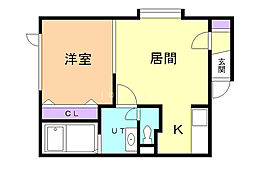ティアナ扇 1LDKの間取図画像