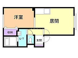 パナハイツ北町 1LDKの間取図画像