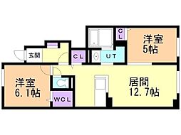 ナナカマド桜木 2LDKの間取図画像