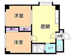 T-SQUARE 2DKの間取図画像