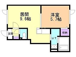 Honor野幌 1LDKの間取図画像