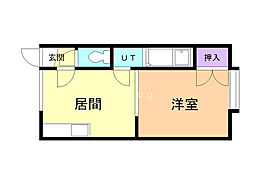 ハイツデノンA 1DKの間取図画像