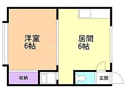 カレッジハウス66 1DKの間取図画像