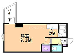 ハイコート文京台ウエスト 1Kの間取図画像