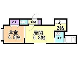 カーサフィオーレ 1LDKの間取図画像