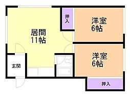コーポ正雲 2LDKの間取図画像
