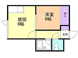 パレス前田 1DKの間取図画像