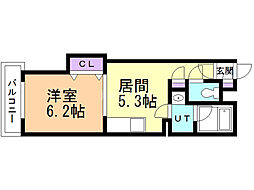 B.L.D.2000 1DKの間取図画像