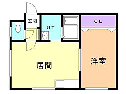 サンサーラ若葉三番館 1LDKの間取図画像