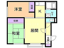 シティハイム野幌 2LDKの間取図画像
