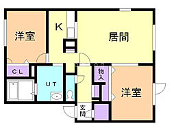ウエストコート2 2LDKの間取図画像